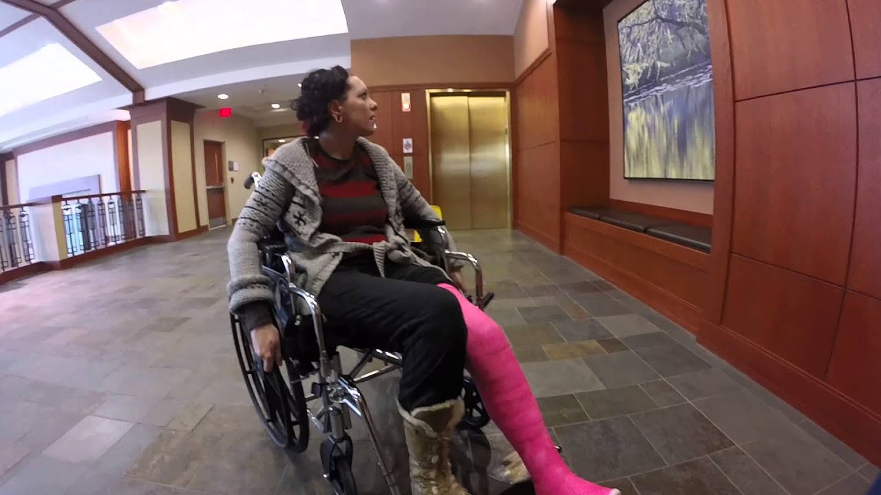 Her broken leg in the hospital - YouTube