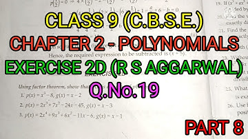 Class 9 | Math | Polynomials | Ex 2D | Q No 19 | R S Aggarwal | CBSE | Samriddho Classes