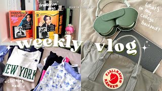 productive vlog|  what’s in my college backpack, clothing haul, studying, chill days in my life
