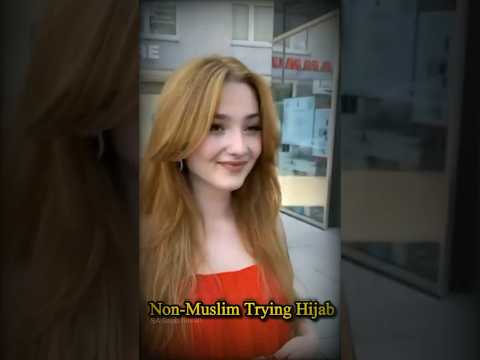 Non Muslim trying to hijab in first time♥️ Beautiful of Islam | Hijab vs Non hijap | #shorts #viral