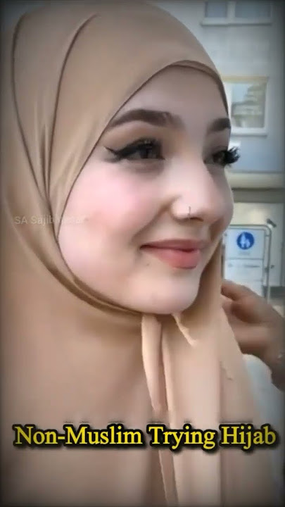 Non Muslim trying to hijab in first time♥️ Beautiful of Islam | Hijab vs Non hijap | #shorts #viral