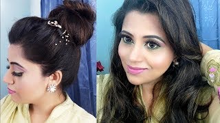 🎉EID || Makeup Tutorial ||  Hairstyle Tutorial || 2018 || Pink and Green Eyeshadow screenshot 2