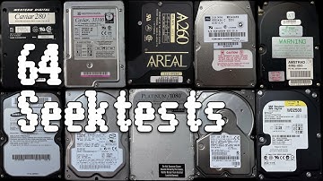 Seektest/initialization of 64 hard drives, 40MB-250GB, 1991-2010