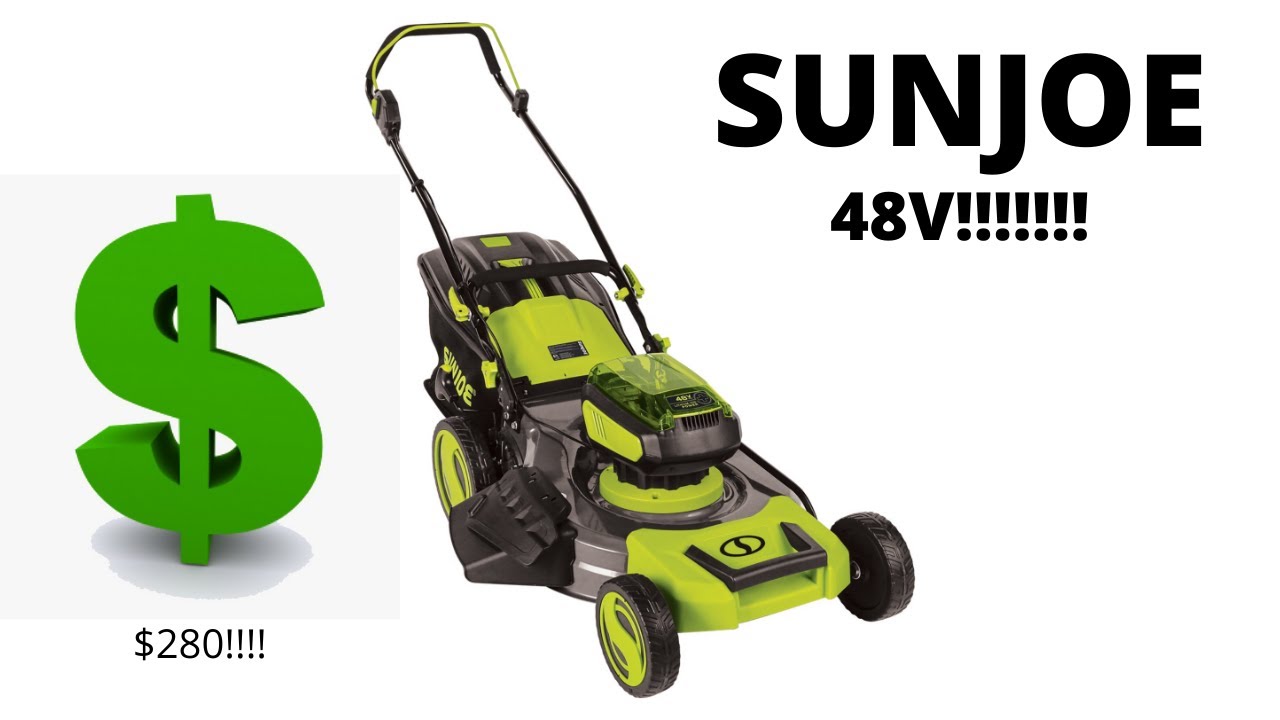 Sun Joe 24V-X2-21LM 48V Cordless Lawn Mower with Batteries, Dual Port  Charger 