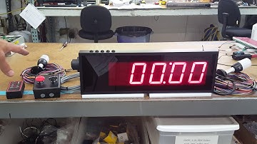 Factory Production Countdown Timer w/ Negative Count, Remote, ANDON Lights, & Alarm-DC-405T-DN-W-NEG