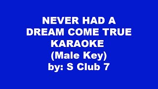 S Club 7 Never Had A Dream Come True Karaoke Male Key