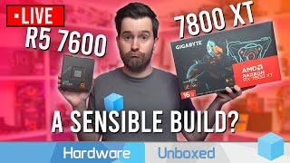 Live: All AMD Mid-Range PC Build, R5 7600 and Radeon 7800 XT