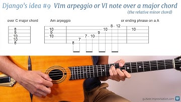 Django Reinhardt lick #9 : VIm arpeggio or VI note over a major chord (the relative minor chord)