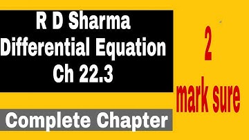 Class 12th||Differential Equations||R D Sharma Solution||