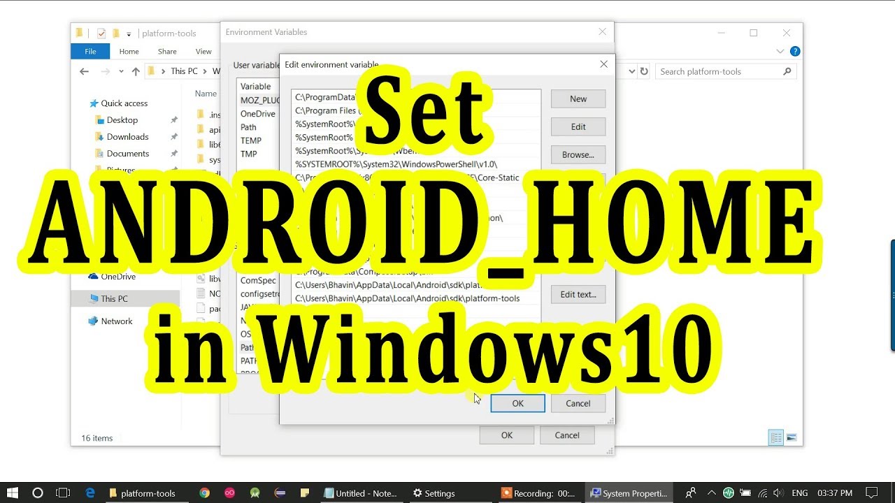 How To Set Android_Home And Environment Variable For Android Sdk In Windows 10