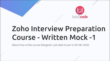 Zoho Interview Preparation Course Mock 1