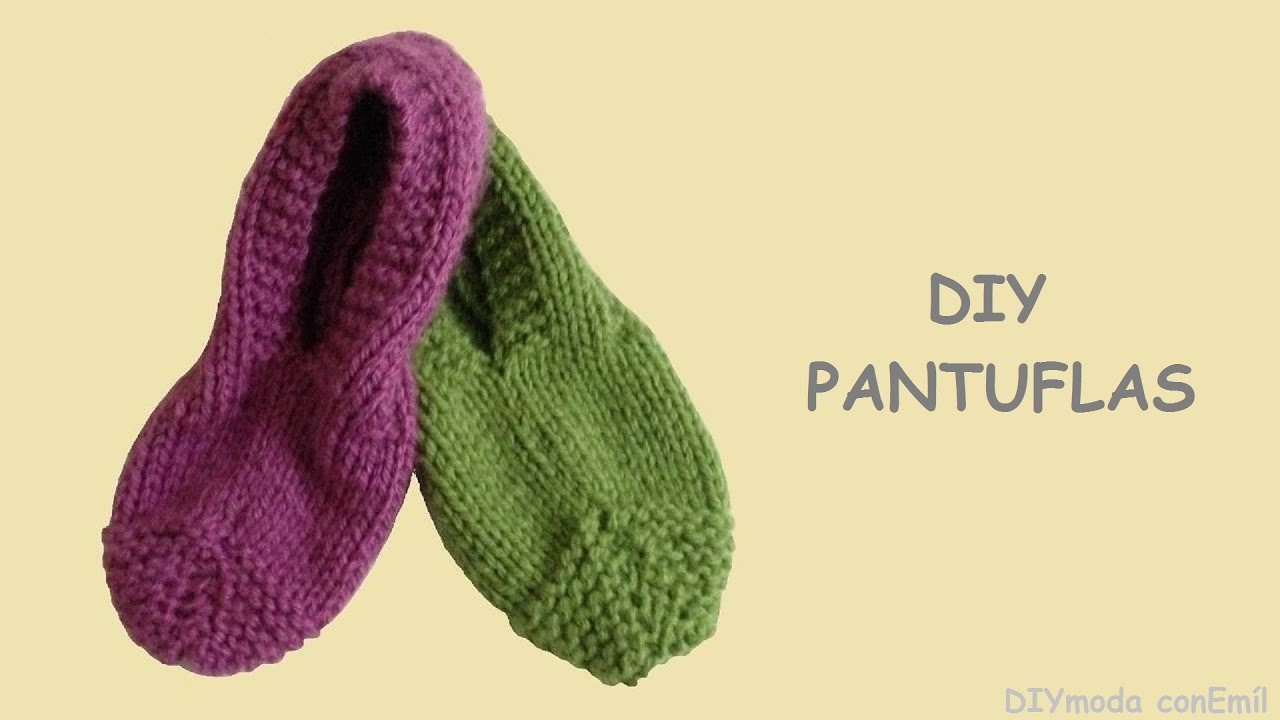 Pantuflas-Zapatillas muy fáciles tejidas en dos agujas-Soy Woolly 