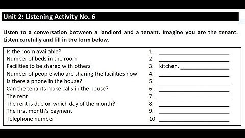 Unit 2: Listening Activity No.6