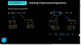 Alg1 07.04 Solving Polynomial Equations in Factored Form