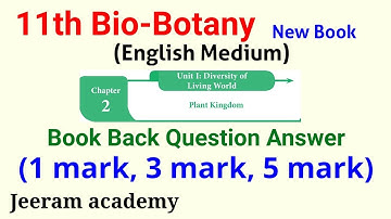 11th Botany New Book Chapter 2 Plant Kingdom Book Back (1 mark,2 mark,5 mark) English Medium