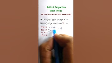 Ratio Proportion | Ratio & Proportion Math Tricks| SSC CGL MTS CHSL WB PSC FOOD || #shorts