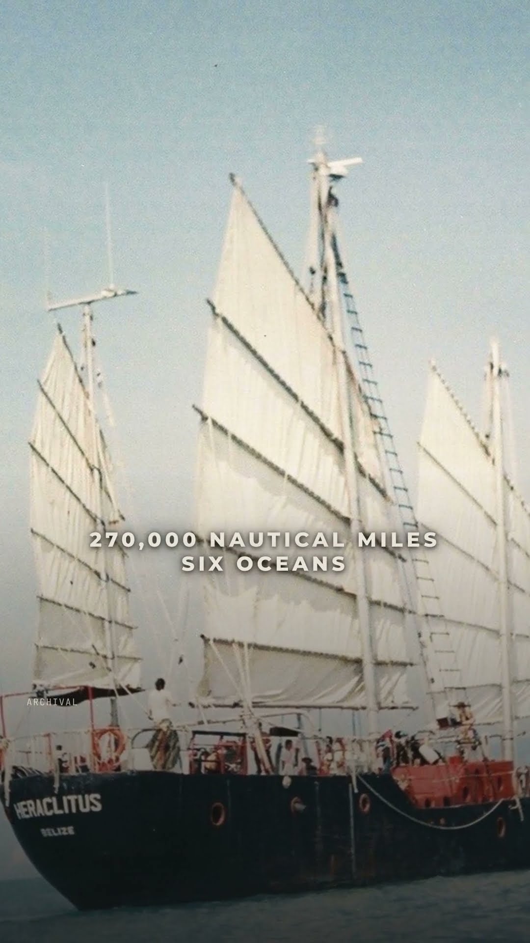 Still from episode 01, No Buildings — the ship under sail