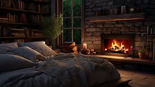 Nighttime Bliss: Heavenly Rain and Crackling Fireplace Sounds for Deep Sleep and Serenity