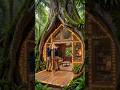 They built unbelievable cabin under tree roots🏡 #bushcraft #survival #offgridliving #shelterbuilding