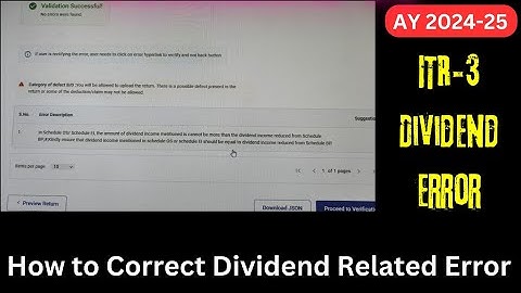 How to Correct Dividend Related Error in ITR-3 II Dividend Error in ITR AY 2024-25 II