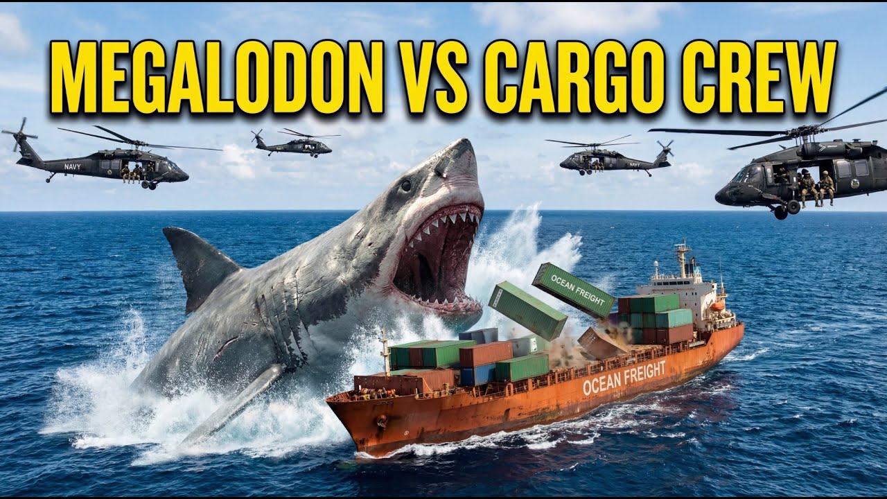 Megalodon Attacks Cargo Ship at Sea — Navy Helicopters Fight Back ...