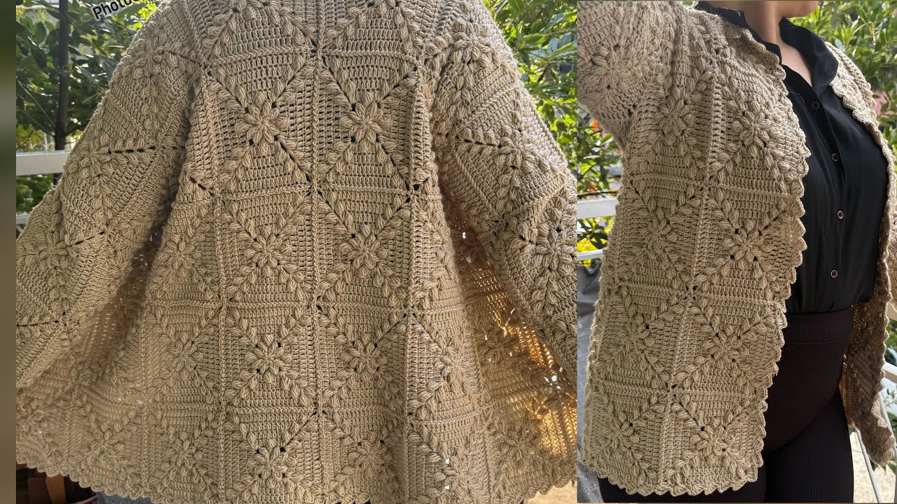 Это легко! Очень красиво➡️ Сделаем кардиган с мотивом крючком? #вязание крючком #поделки #кардиган