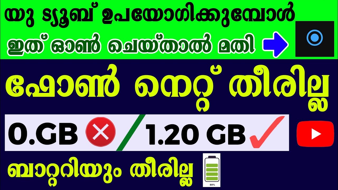 നെറ്റും ബാറ്ററിയും തീരാതെ യുട്യൂബ് വീഡിയോസ് കാണാം | How to reduse data usage in youtube malayalam