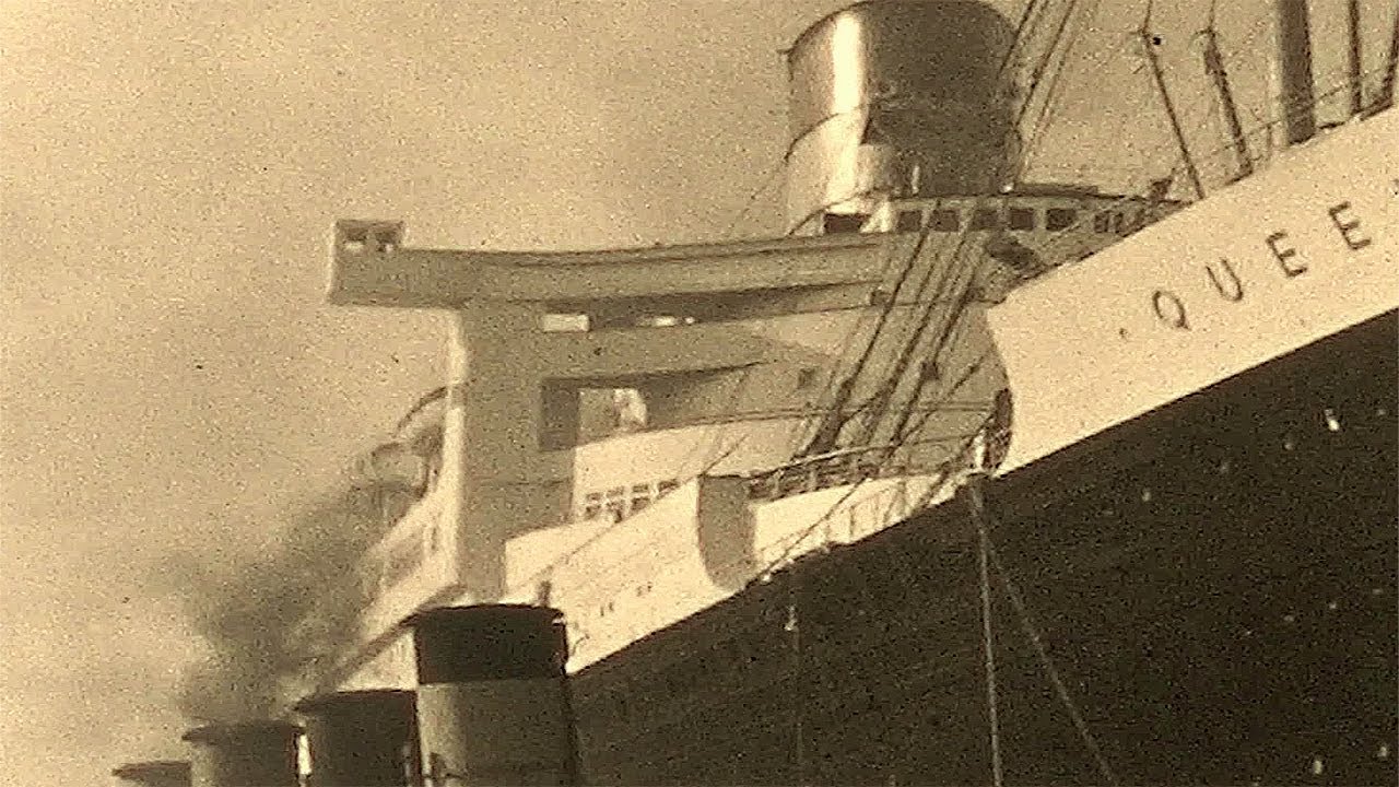 1939 RMS Queen Mary in NYC ~ Arrival and Departure? in Black and White and Color