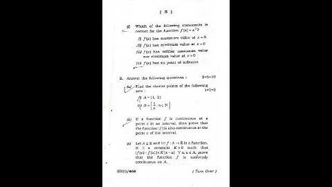 Theory of Real Functions / 3rd semester Previous year question paper under bodoland University.