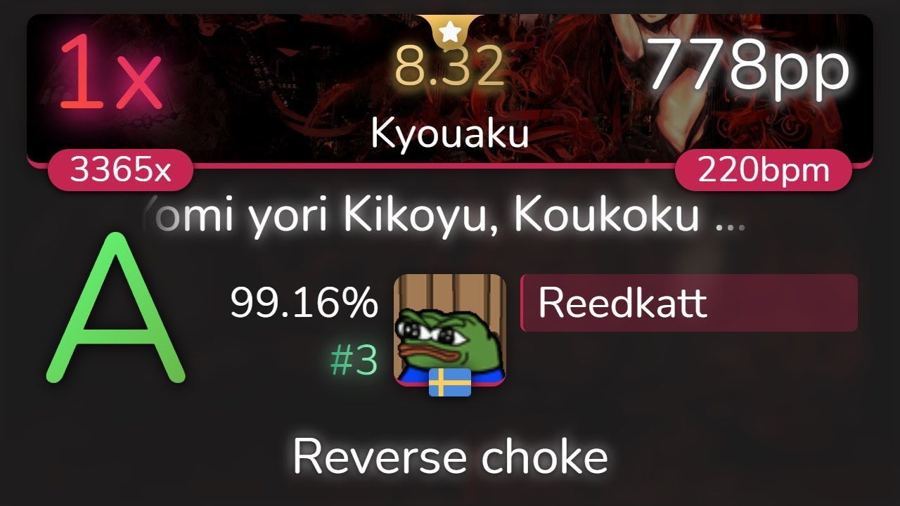 [8.32⭐] Reedkatt | ICDD - Yomi yori Kikoyu [Kyouaku] 99.16% {#3 778pp 1❌} - osu!