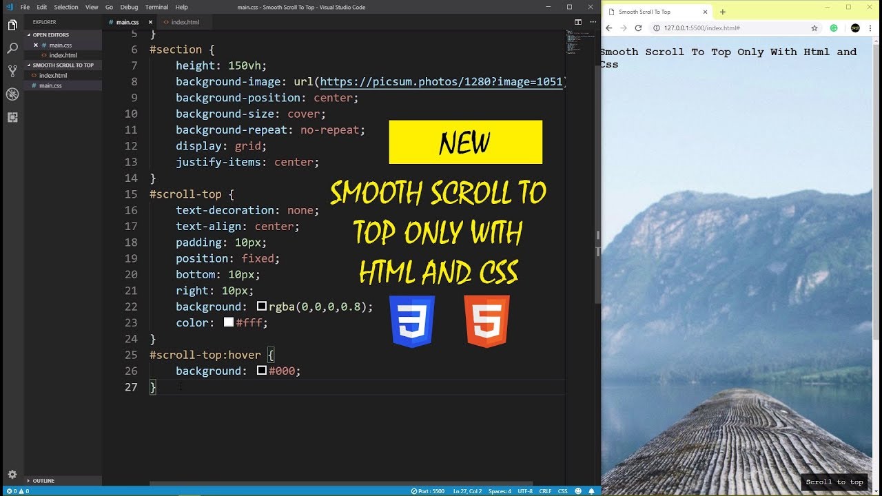Scroll To Top Only With Html And Css - YouTube