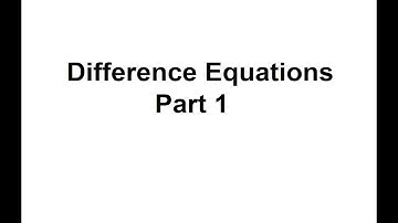 Difference Equation Lecture 1