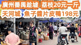 廣州農貿市場！荔枝新上市！20元一斤！價格昂貴！雞鵝鴨！一應俱全！貼地！最大商場！一人獨食！魚子醬片皮鴨198元！味道如何？美食旅遊攻略！交通路線！Canton Food Tour｜GuangZhou