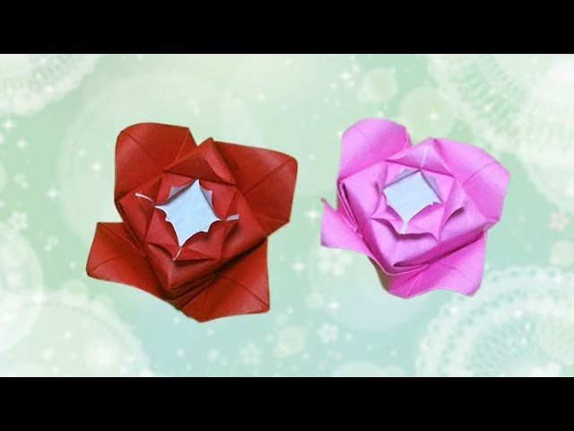 Origami] How to make a rose flower from one piece of paper [Audio