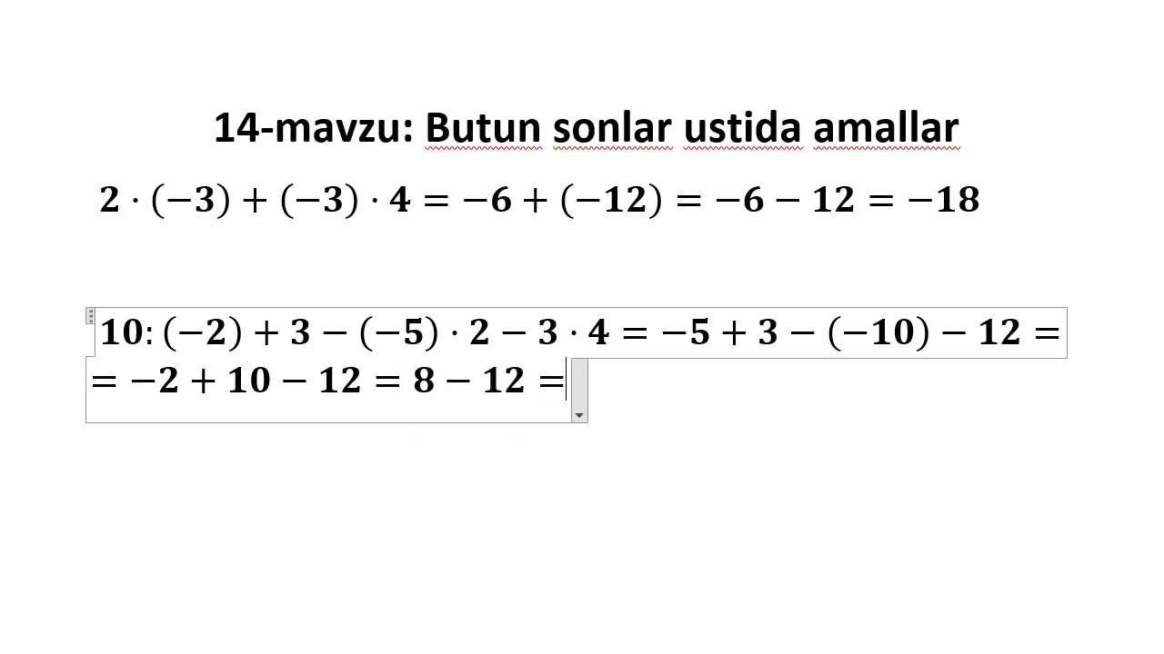 14 - mavzu: Butun sonlar ustida amallar