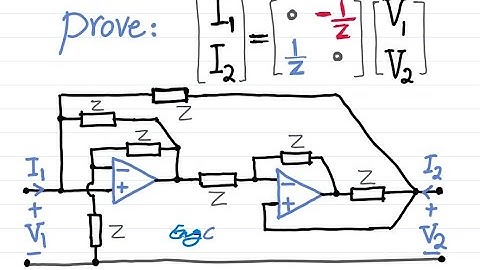 Operational Amplifier Circuit Example: Prove this circuit is a Gyrator (bottom rail is grounded)