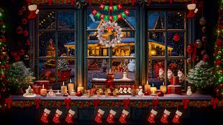 Christmas Window Scene Ambience ?Cozy Winter Ambience with a Fireplace, Snowfall and Blizzard Sound