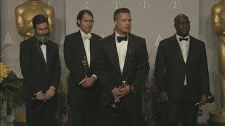 Oscars 2014 Winners Room: Brad Pitt jokes about picking up dog poo before the Oscars