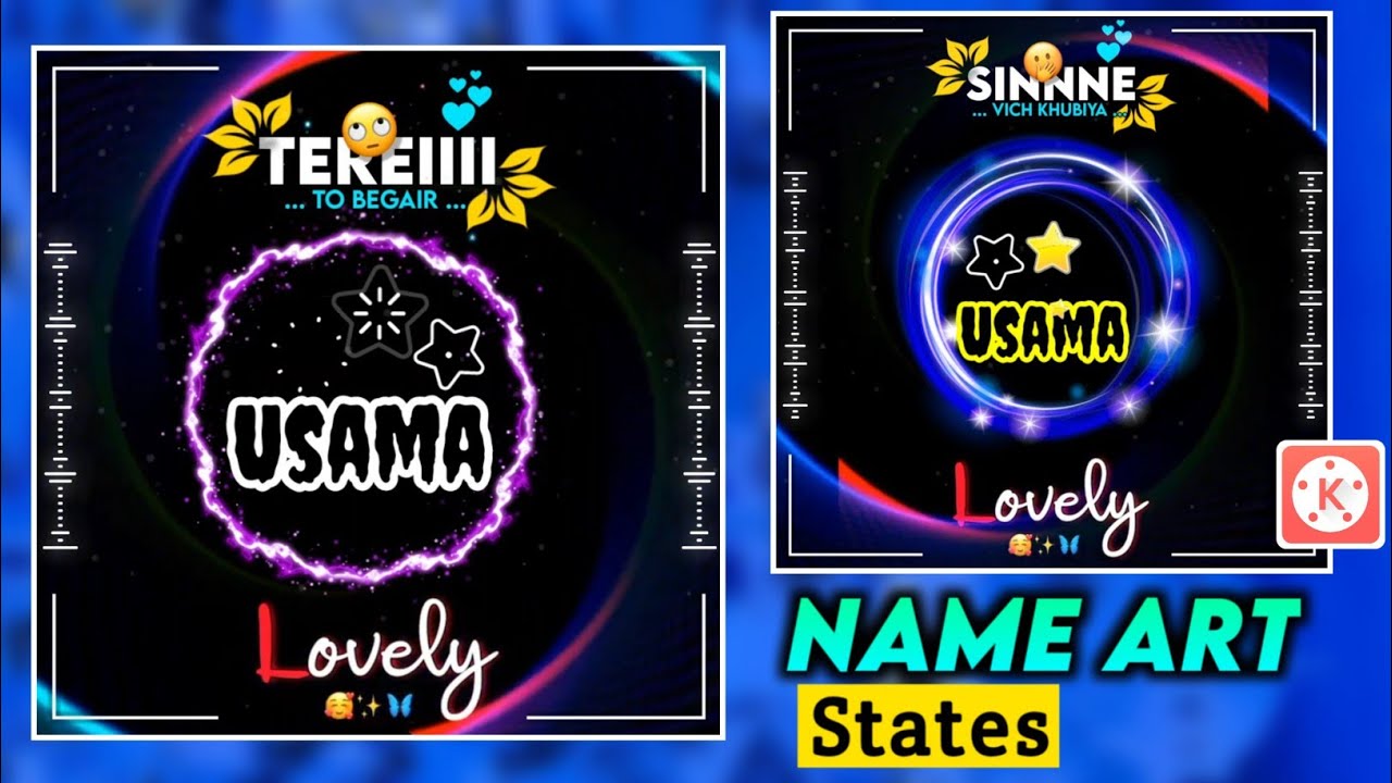 Kinemaster Name Art States Editing | Trending Name Art States Editing | Usama Rajput.