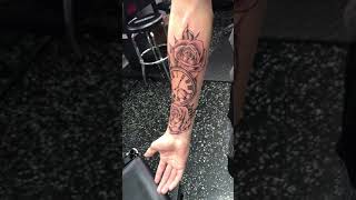 Clock and roses tattoo
