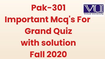 Pak 301 Important MCQ