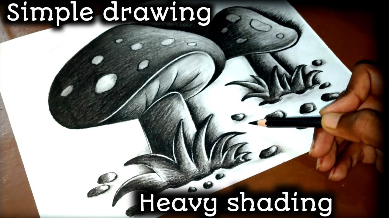 how to draw mushroom full tutorial easy pencil shading 