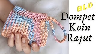 Tutorial Dompet Koin Rajut pola BLO / How to Make Crochet Coin Purse with Zipper and Mini Handle