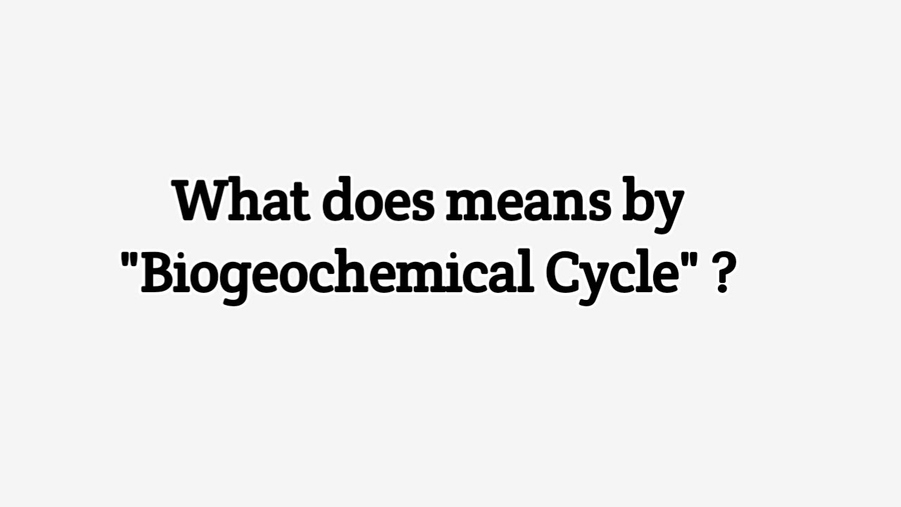 Biogeochemical Cycle - YouTube