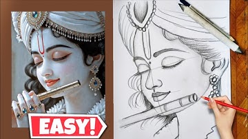 Lord krishna Drawing | Pencil drawing of Krishna bhagwan