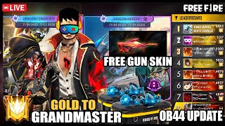 Free Gun Skin After OB44 Update Grandmaster Rank Push 1 Vs 6 And Guild Test #freefire #freefirelive