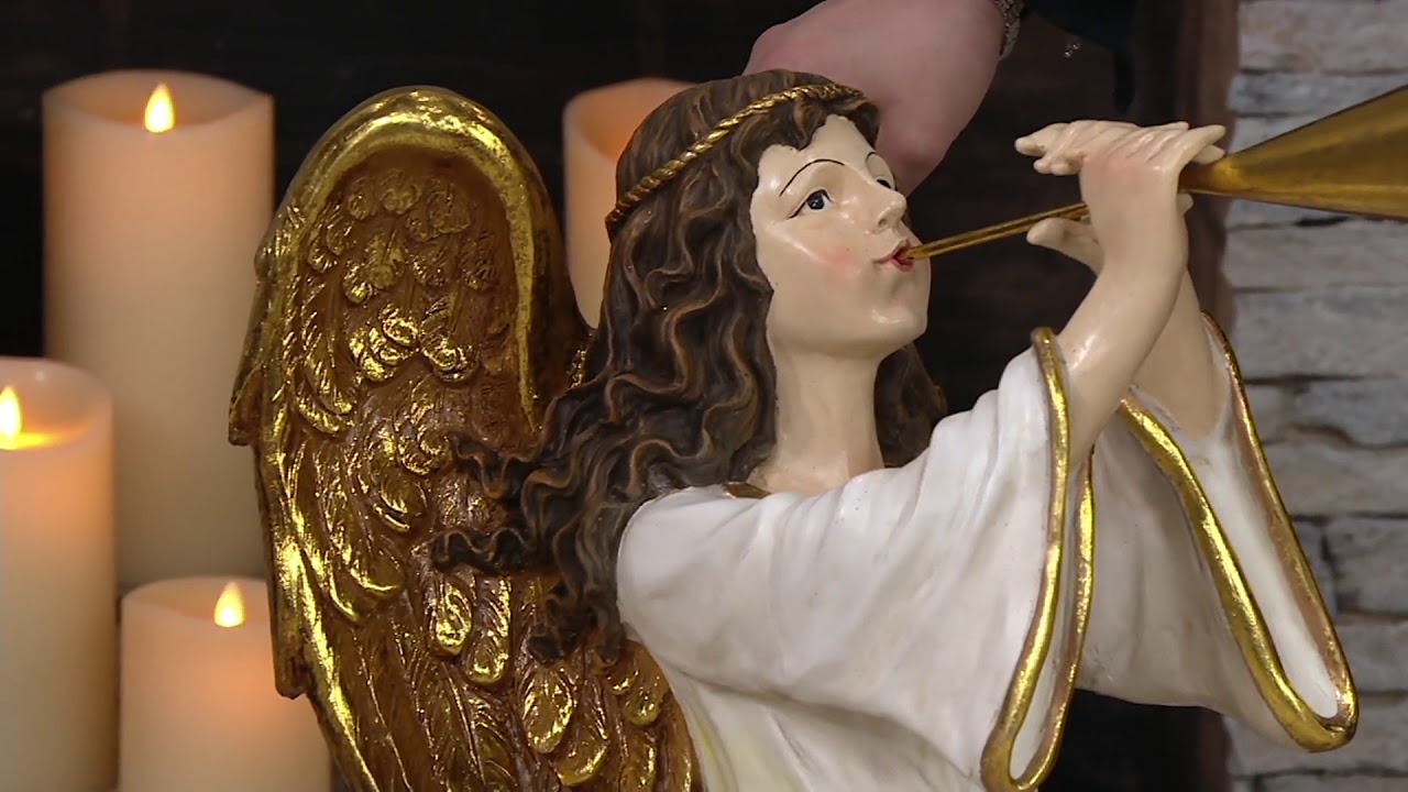 37" Oversized Indoor/Outdoor Trumpeting Angel by Valerie on QVC YouTube