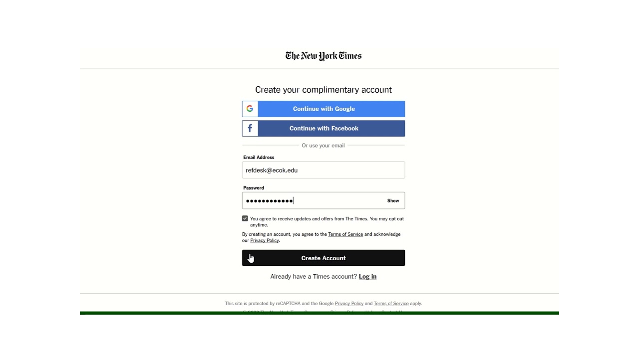 How To Create A New York Times Account