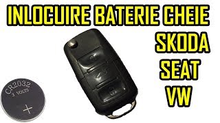 Inlocuire Baterie Cheie Tip Briceag Skoda Seat VW 3 butoane