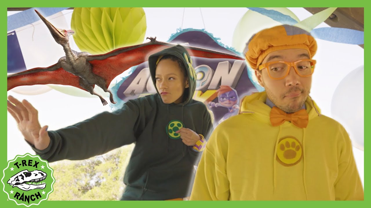 ⁣Action-Pack Birthday w BLIPPI & MEEKAH! T-Rex Ranch Dinosaur Videos